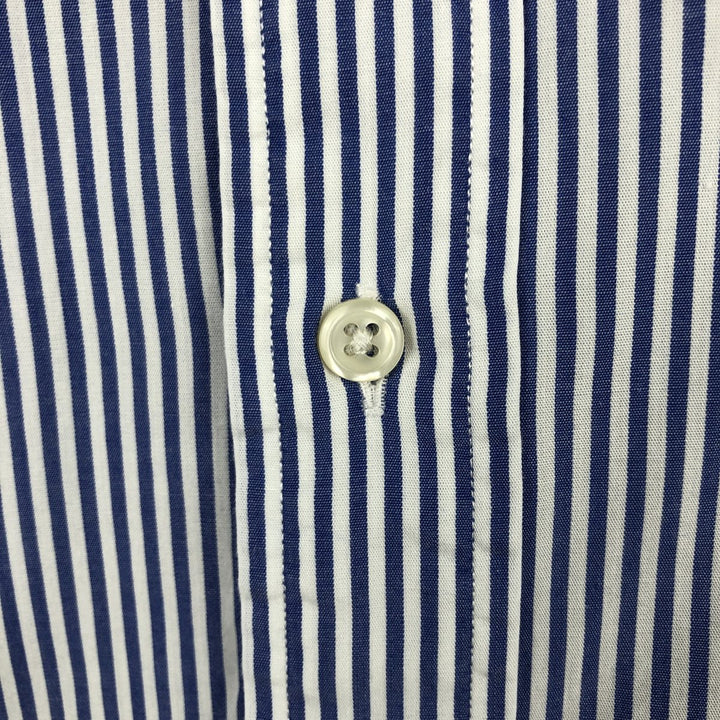 Ralph Lauren POLO by Ralph Lauren LOWELL long sleeve cotton striped shirt, men's XL size cotton blue type Vintage Second Hand