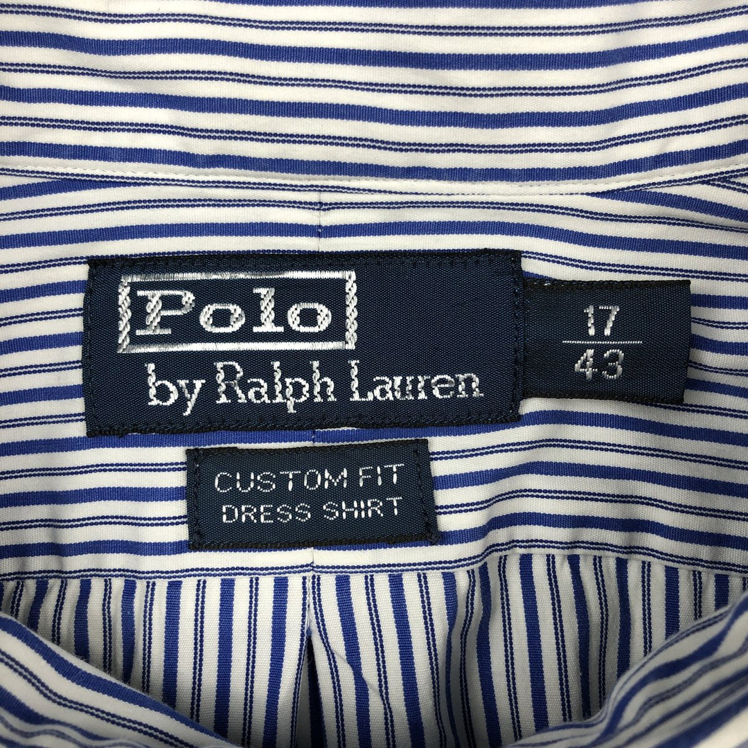 Ralph Lauren POLO by Ralph Lauren CUSTOM FIT Multi-stripe Long-Sleeve Button-Down Striped Shirt, Men's Size XL (approx.) cotton blue type Vintage Second Hand