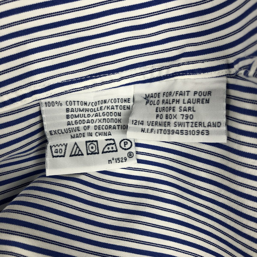 Ralph Lauren POLO by Ralph Lauren CUSTOM FIT Multi-stripe Long-Sleeve Button-Down Striped Shirt, Men's Size XL (approx.) cotton blue type Vintage Second Hand