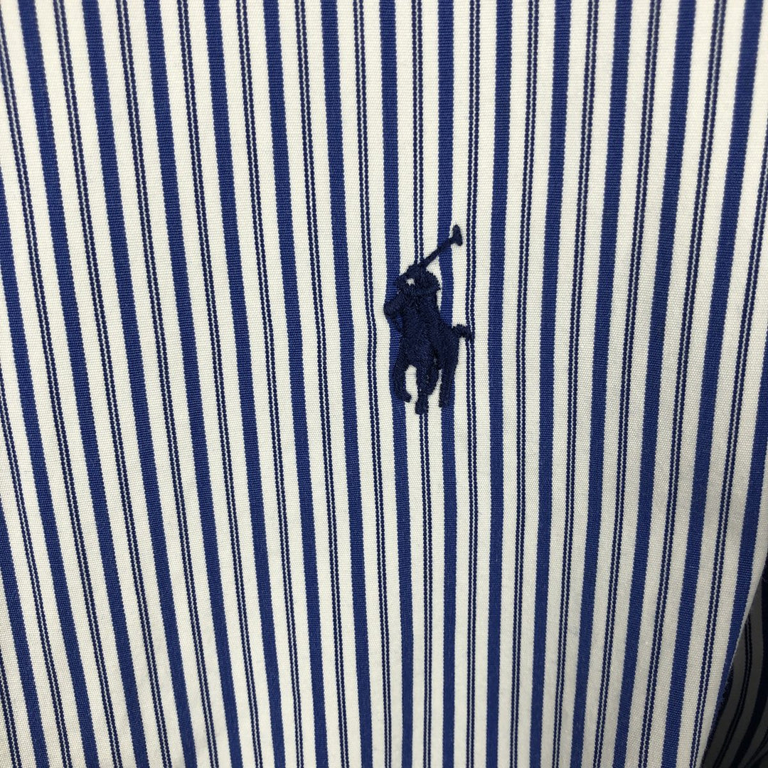 Ralph Lauren POLO by Ralph Lauren CUSTOM FIT Multi-stripe Long-Sleeve Button-Down Striped Shirt, Men's Size XL (approx.) cotton blue type Vintage Second Hand