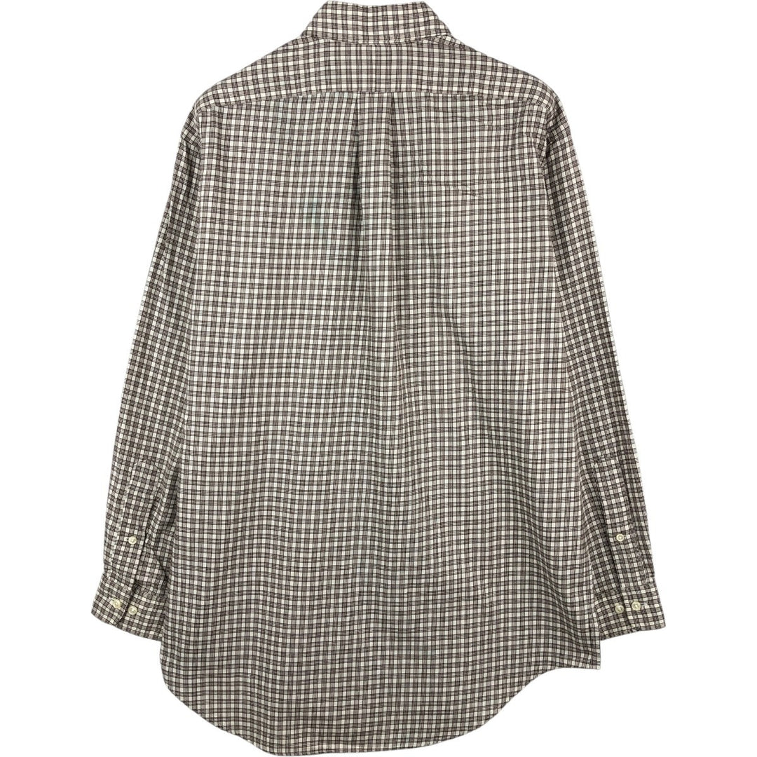 Ralph Lauren YARMOUTH Long Sleeve Button-Down Check Shirt, Men's Size M cotton brown type Vintage Second Hand