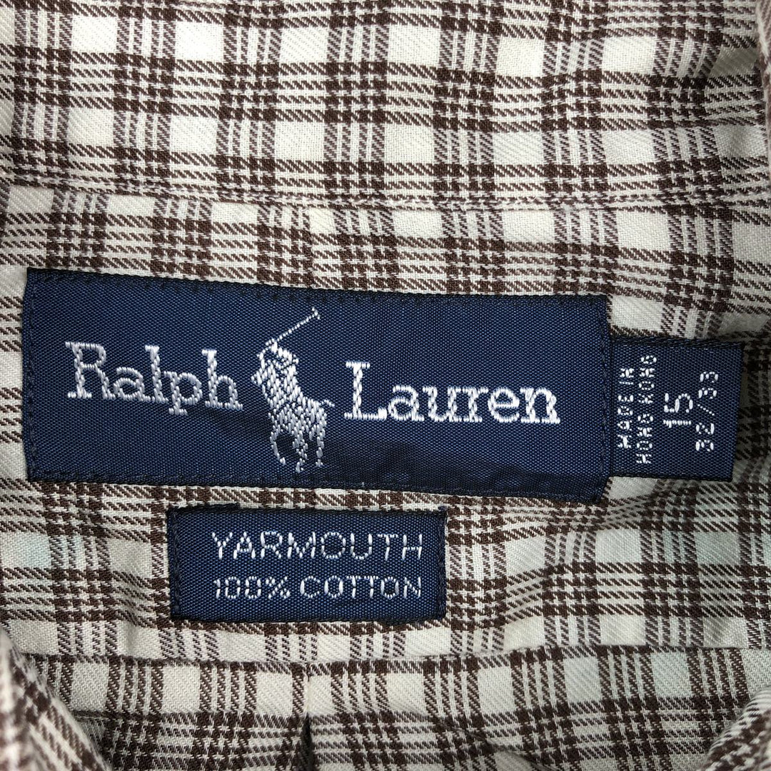 Ralph Lauren YARMOUTH Long Sleeve Button-Down Check Shirt, Men's Size M cotton brown type Vintage Second Hand