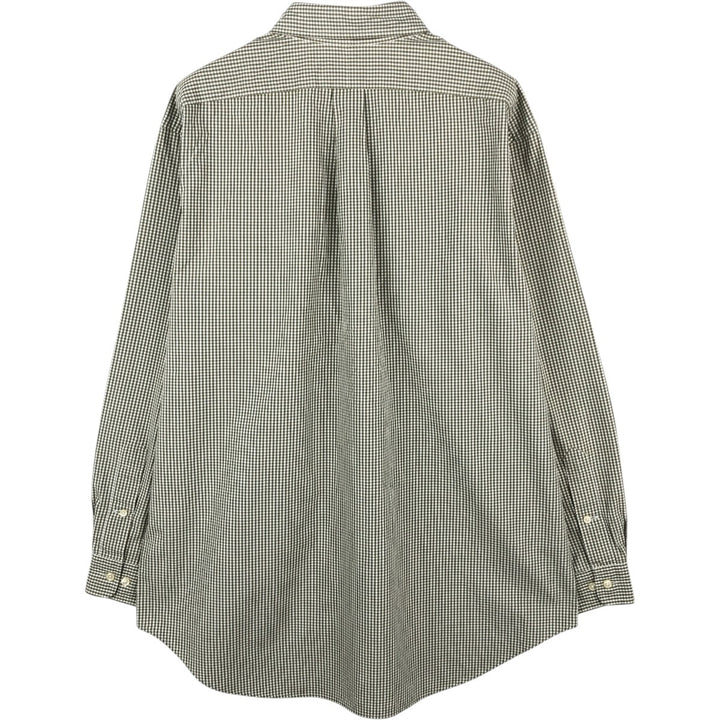Ralph Lauren Classic Fit Gingham Check Long Sleeve Button-Down Check Shirt, Men's Size L cotton white type Vintage Second Hand