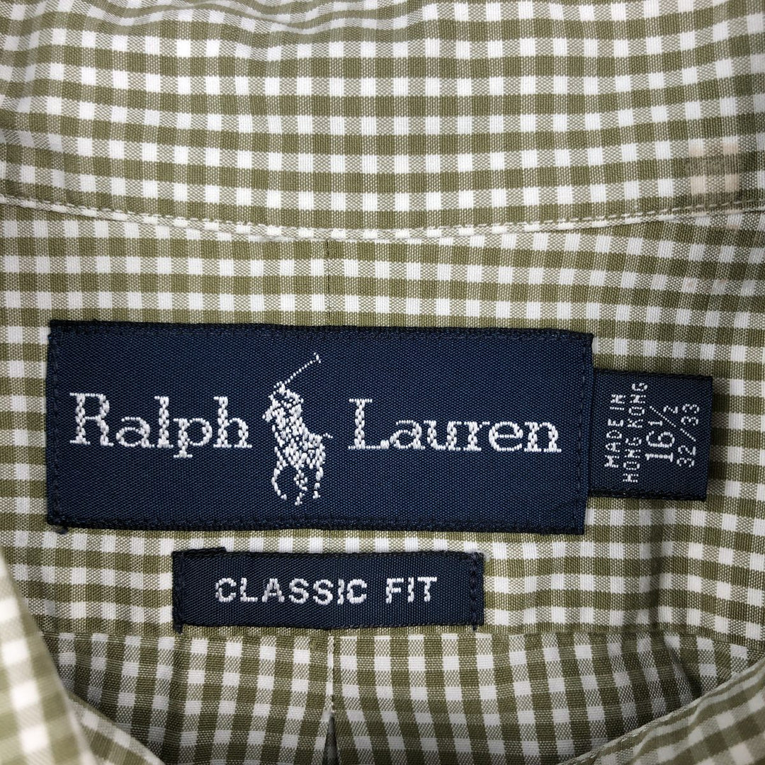Ralph Lauren Classic Fit Gingham Check Long Sleeve Button-Down Check Shirt, Men's Size L cotton white type Vintage Second Hand