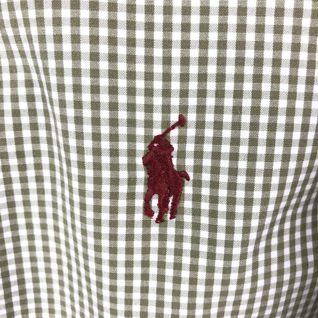Ralph Lauren Classic Fit Gingham Check Long Sleeve Button-Down Check Shirt, Men's Size L cotton white type Vintage Second Hand