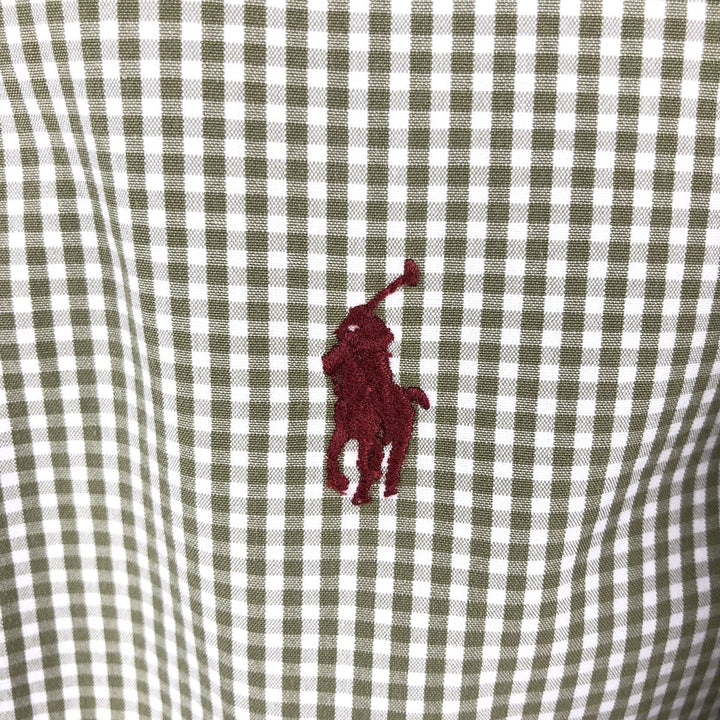 Ralph Lauren Classic Fit Gingham Check Long Sleeve Button-Down Check Shirt, Men's Size L cotton white type Vintage Second Hand