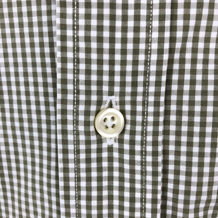Ralph Lauren Classic Fit Gingham Check Long Sleeve Button-Down Check Shirt, Men's Size L cotton white type Vintage Second Hand