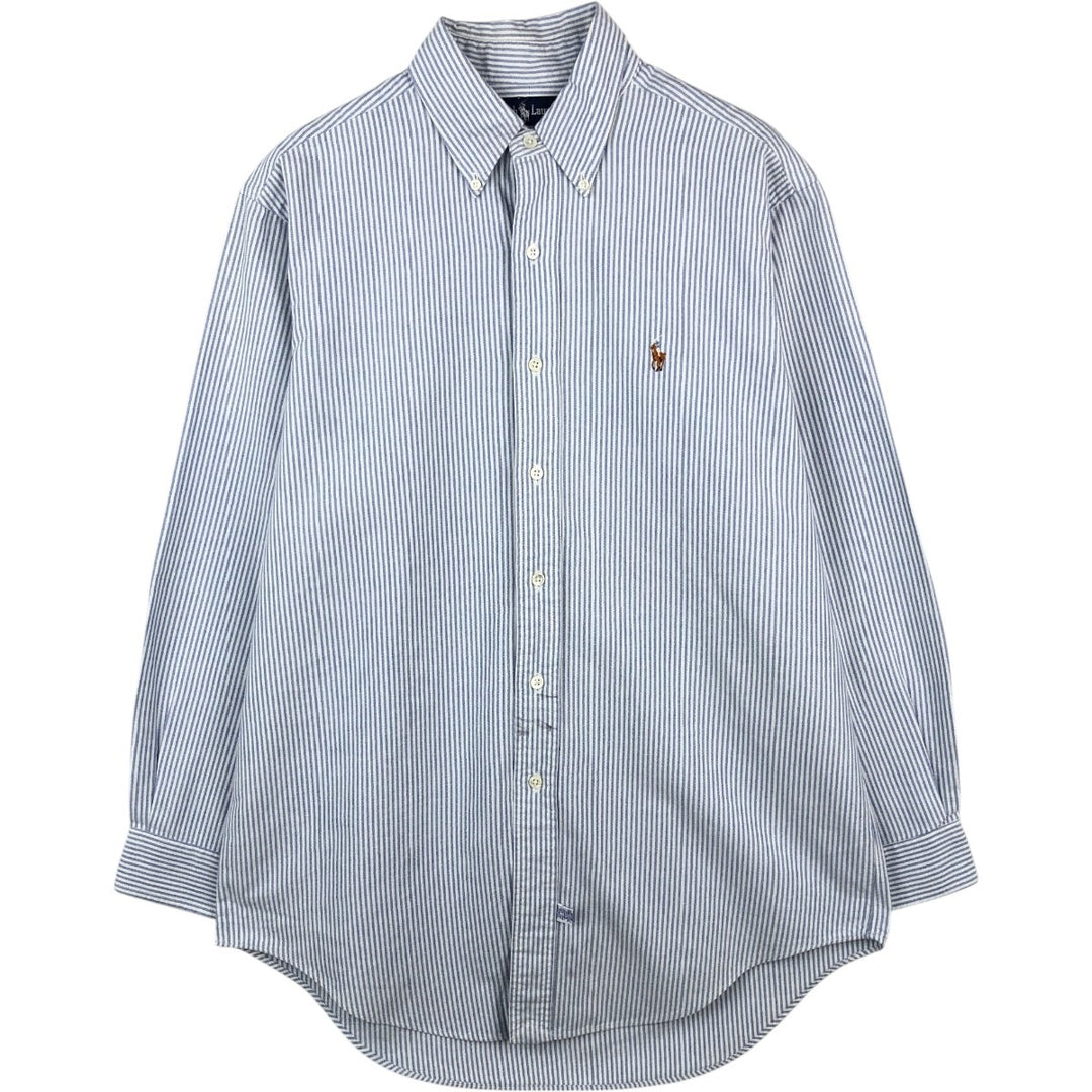 Ralph Lauren long sleeve button down striped shirt, men's size M cotton white type Vintage Second Hand