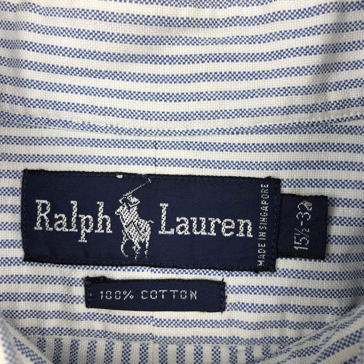 Ralph Lauren long sleeve button down striped shirt, men's size M cotton white type Vintage Second Hand