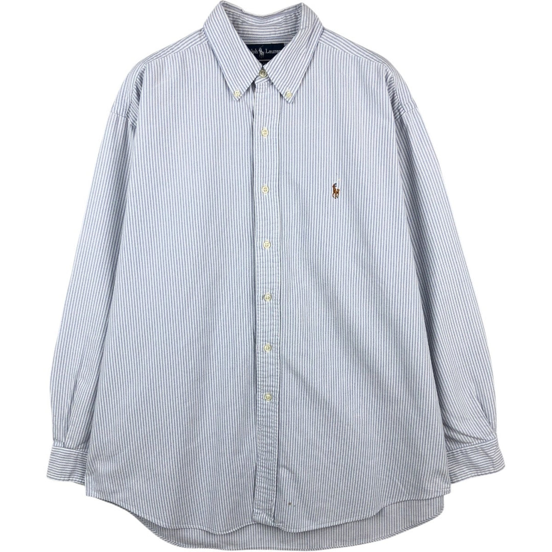 Ralph Lauren BLAKE long sleeve button-down striped shirt, men's size L cotton white type Vintage Second Hand
