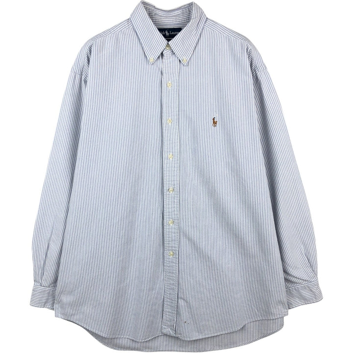 Ralph Lauren BLAKE long sleeve button-down striped shirt, men's size L cotton white type Vintage Second Hand