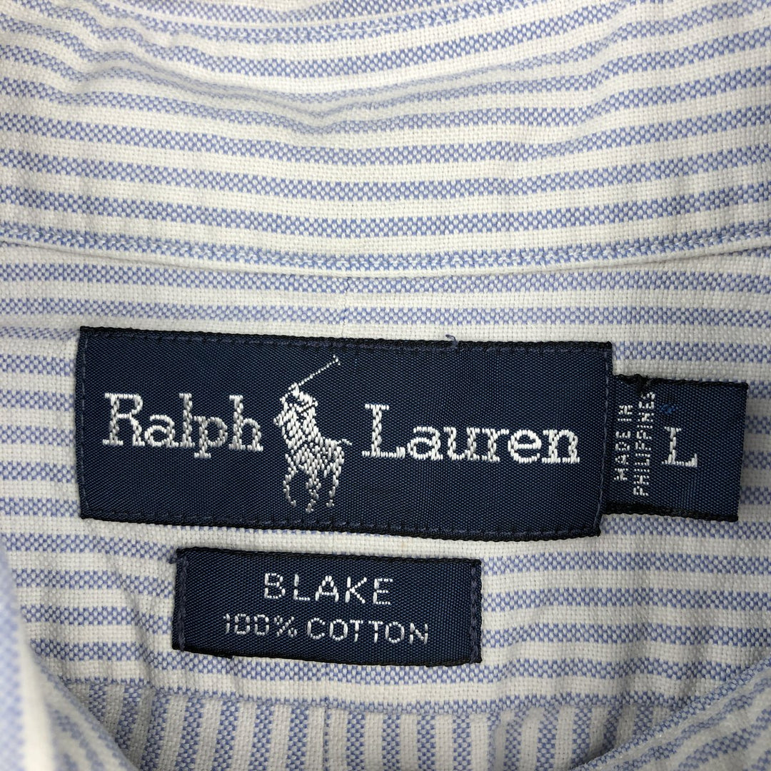Ralph Lauren BLAKE long sleeve button-down striped shirt, men's size L cotton white type Vintage Second Hand