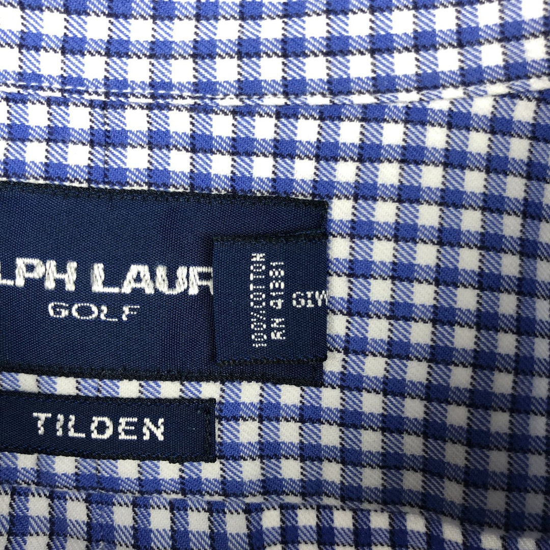 Ralph Lauren GOLF TILDEN Gingham Check Long-Sleeve Button-Down Check Shirt, Men's Size L (approx.) cotton white type Vintage Second Hand