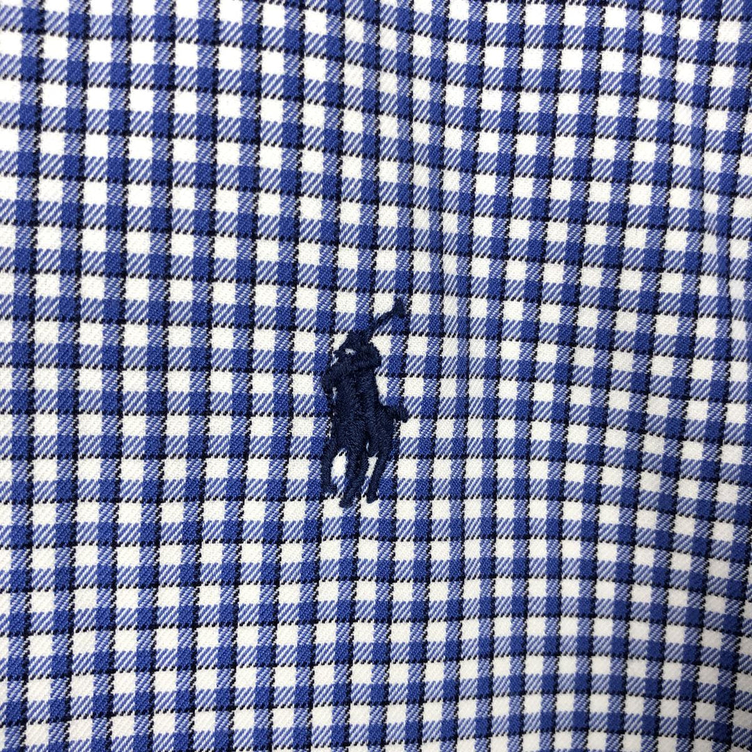 Ralph Lauren GOLF TILDEN Gingham Check Long-Sleeve Button-Down Check Shirt, Men's Size L (approx.) cotton white type Vintage Second Hand