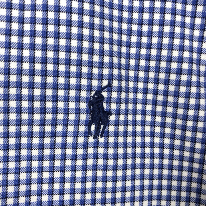 Ralph Lauren GOLF TILDEN Gingham Check Long-Sleeve Button-Down Check Shirt, Men's Size L (approx.) cotton white type Vintage Second Hand