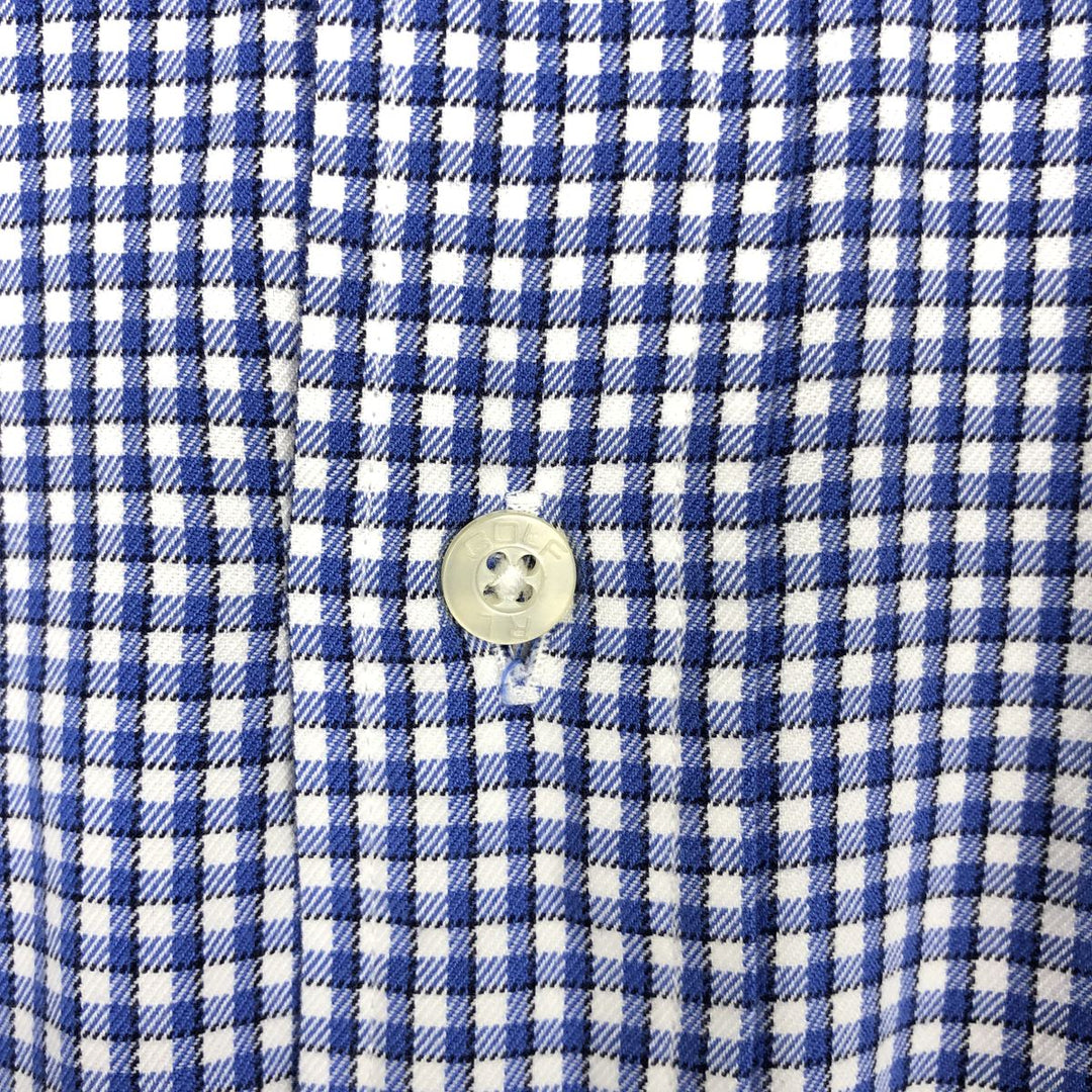 Ralph Lauren GOLF TILDEN Gingham Check Long-Sleeve Button-Down Check Shirt, Men's Size L (approx.) cotton white type Vintage Second Hand