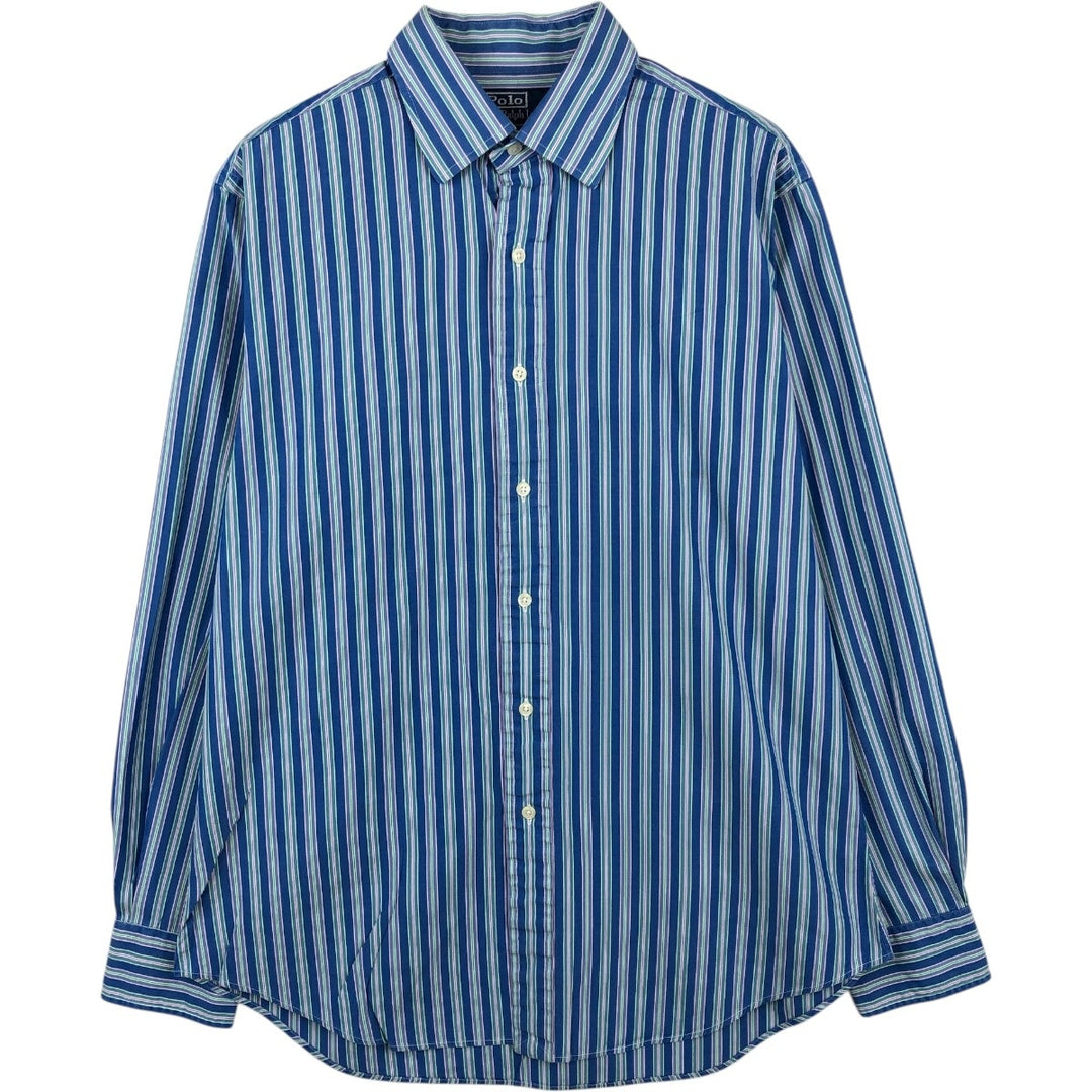 Ralph Lauren POLO by Ralph Lauren CURHAM CLASSIC FIT Multi-stripe Long-Sleeve Cotton Stripe Shirt (Men's Size M) cotton blue type Vintage Second Hand