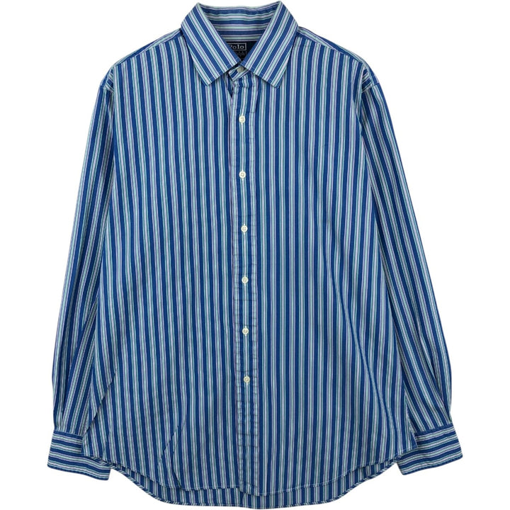 Ralph Lauren POLO by Ralph Lauren CURHAM CLASSIC FIT Multi-stripe Long-Sleeve Cotton Stripe Shirt (Men's Size M) cotton blue type Vintage Second Hand