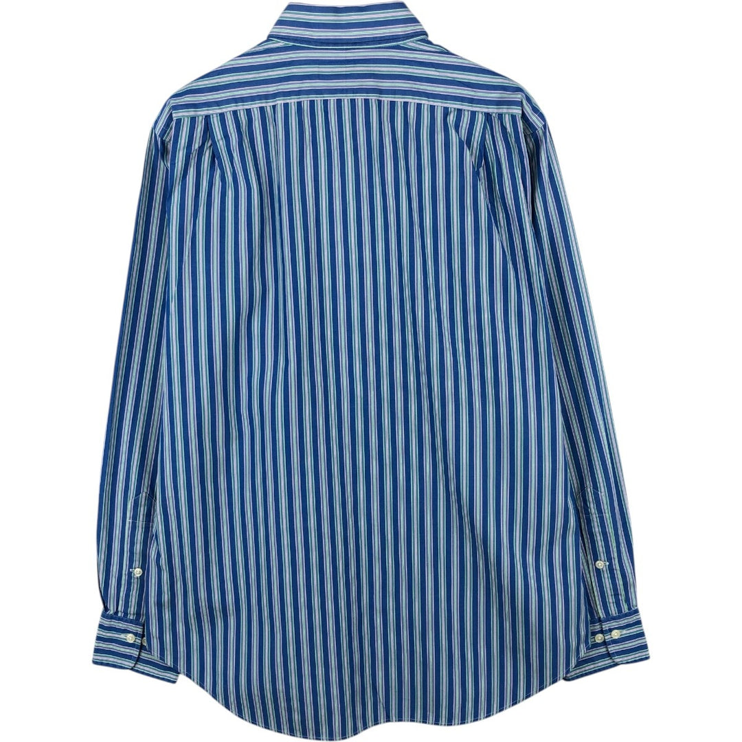 Ralph Lauren POLO by Ralph Lauren CURHAM CLASSIC FIT Multi-stripe Long-Sleeve Cotton Stripe Shirt (Men's Size M) cotton blue type Vintage Second Hand