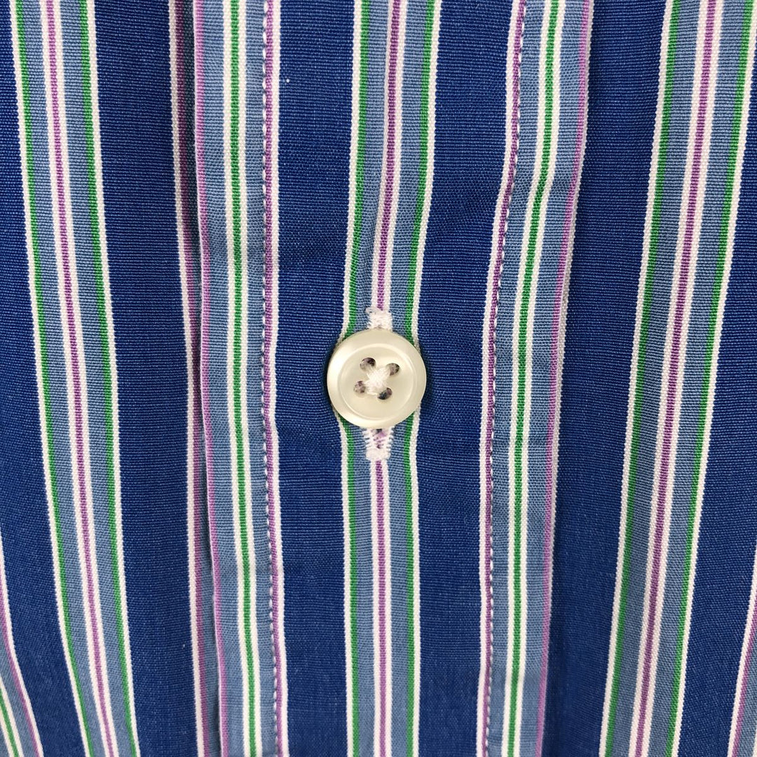 Ralph Lauren POLO by Ralph Lauren CURHAM CLASSIC FIT Multi-stripe Long-Sleeve Cotton Stripe Shirt (Men's Size M) cotton blue type Vintage Second Hand