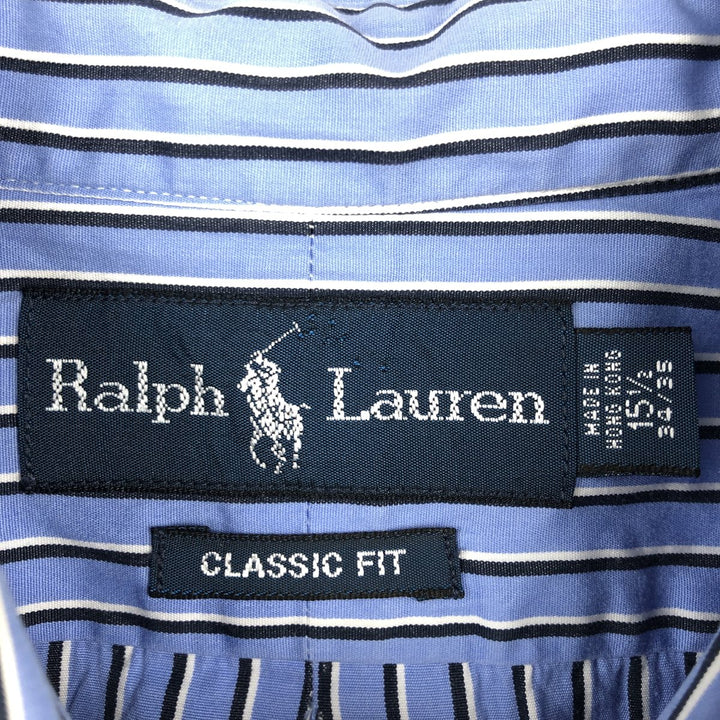 Ralph Lauren Classic Fit Long Sleeve Button Down Striped Shirt Men's M cotton Blue type light blue Vintage Second Hand
