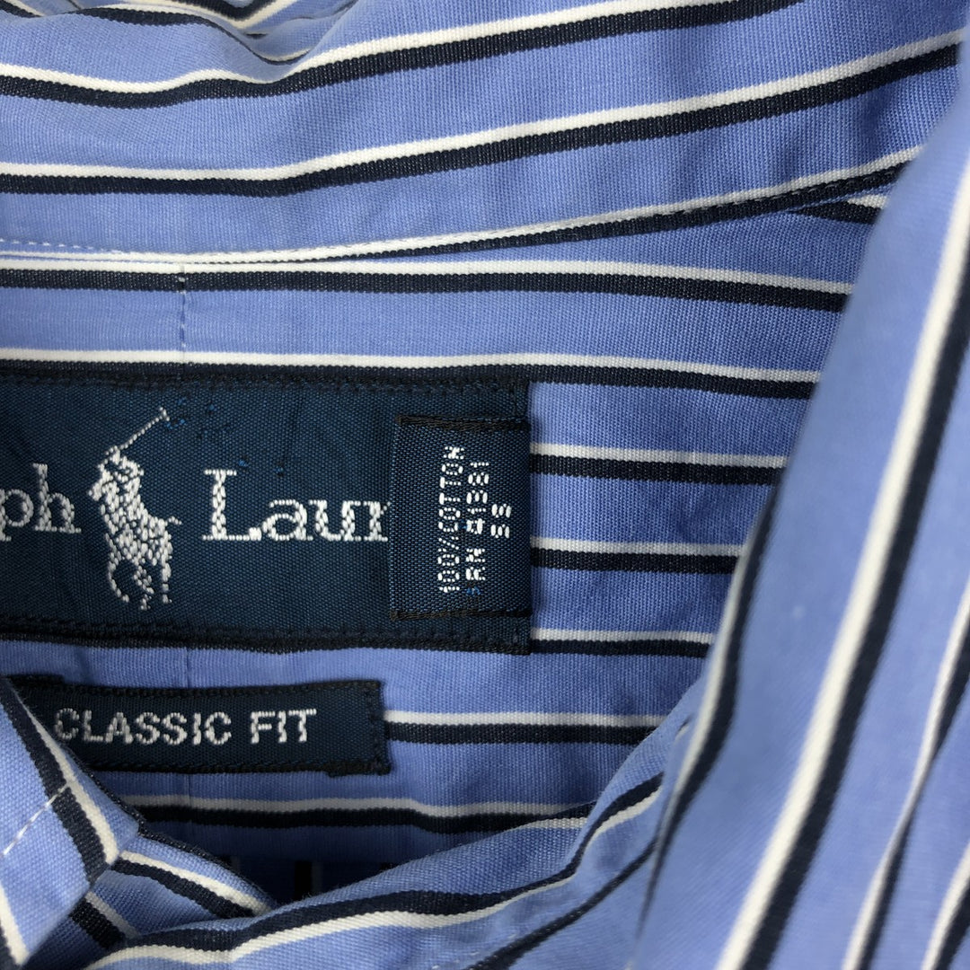 Ralph Lauren Classic Fit Long Sleeve Button Down Striped Shirt Men's M cotton Blue type light blue Vintage Second Hand