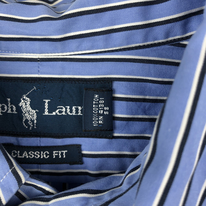 Ralph Lauren Classic Fit Long Sleeve Button Down Striped Shirt Men's M cotton Blue type light blue Vintage Second Hand