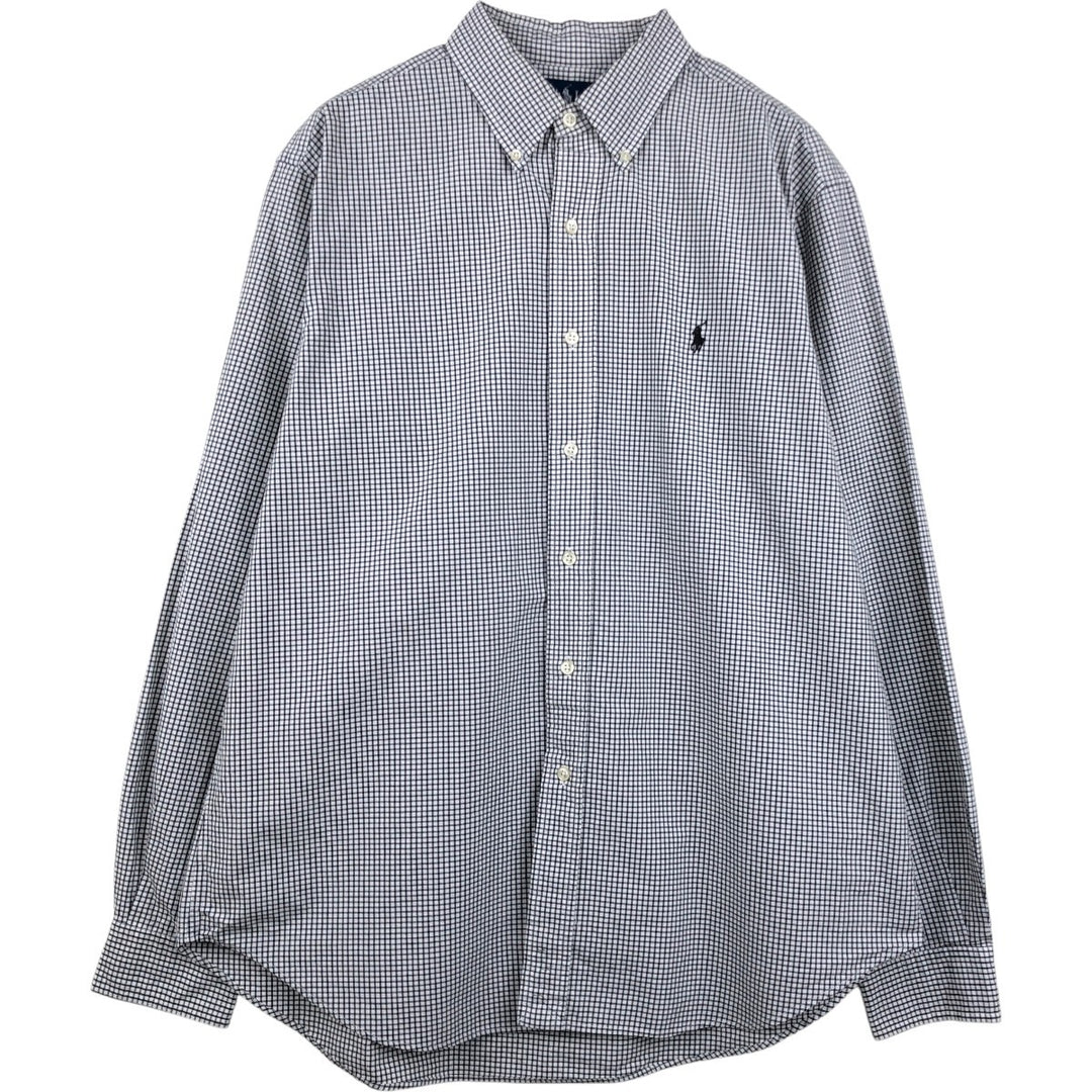 Ralph Lauren Classic Fit Long Sleeve Button Down Check Shirt, Men's Size L cotton black type Vintage Second Hand