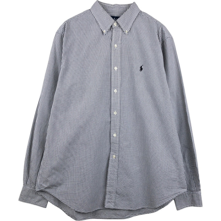 Ralph Lauren Classic Fit Long Sleeve Button Down Check Shirt, Men's Size L cotton black type Vintage Second Hand