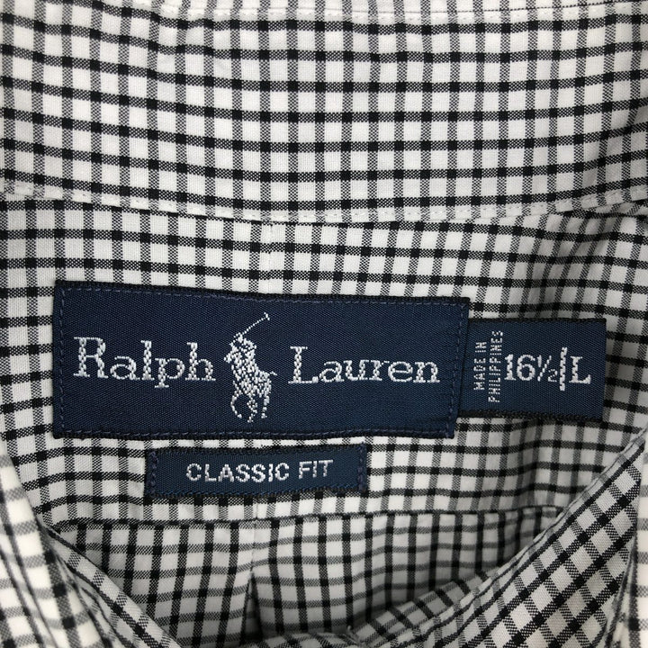 Ralph Lauren Classic Fit Long Sleeve Button Down Check Shirt, Men's Size L cotton black type Vintage Second Hand