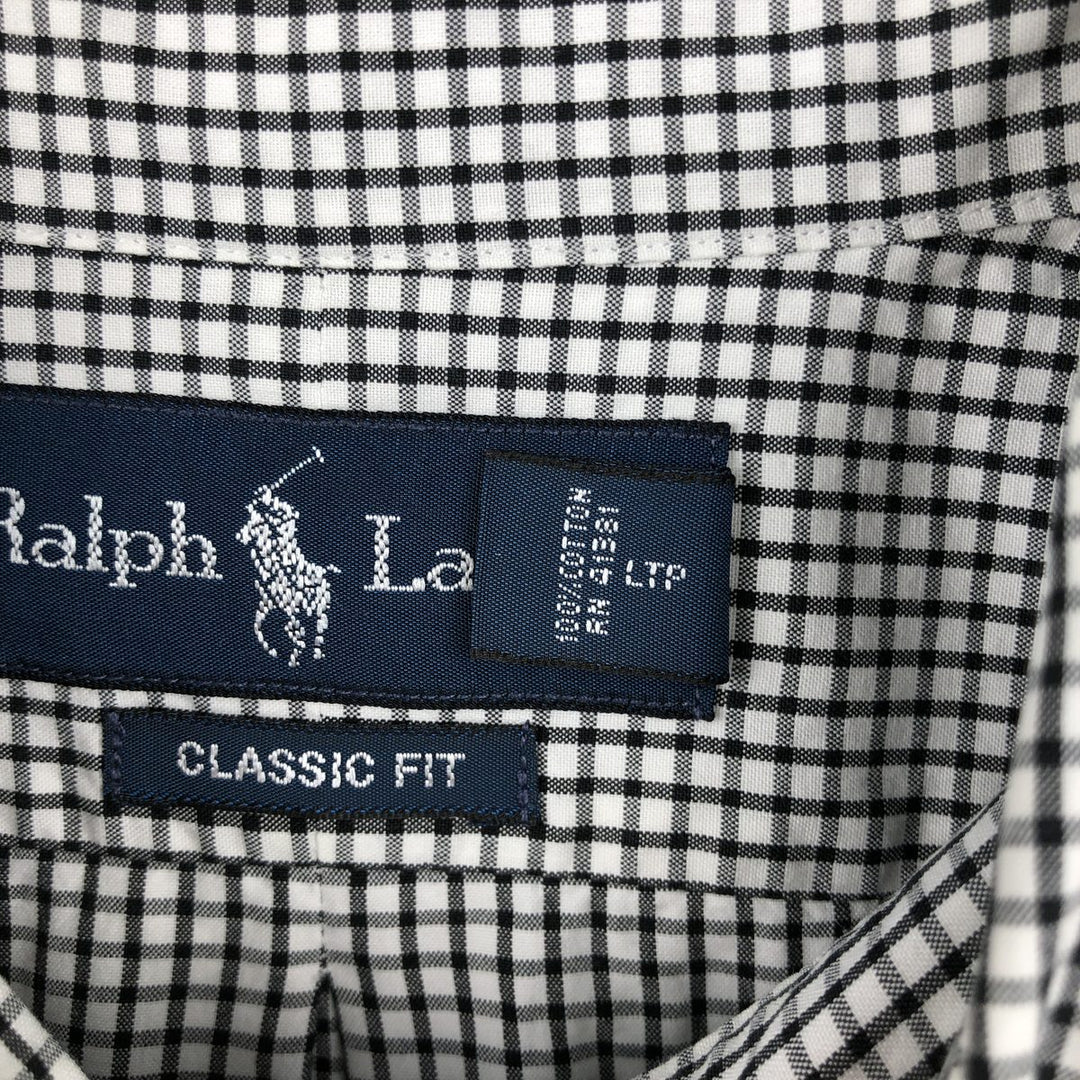 Ralph Lauren Classic Fit Long Sleeve Button Down Check Shirt, Men's Size L cotton black type Vintage Second Hand