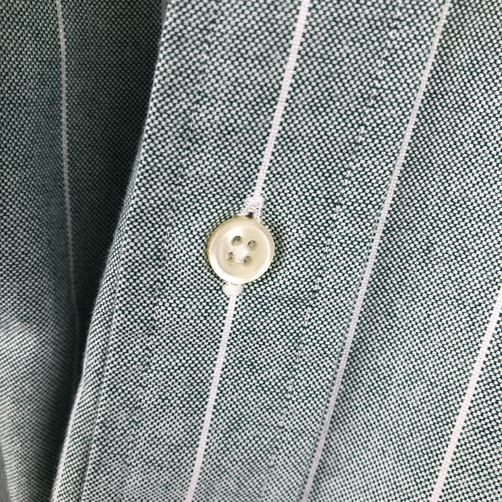Ralph Lauren YARMOUTH Long-Sleeve Button-Down Striped Shirt, Men's Size M (Equivalent), Oxford Fabric cotton green type Vintage Second Hand