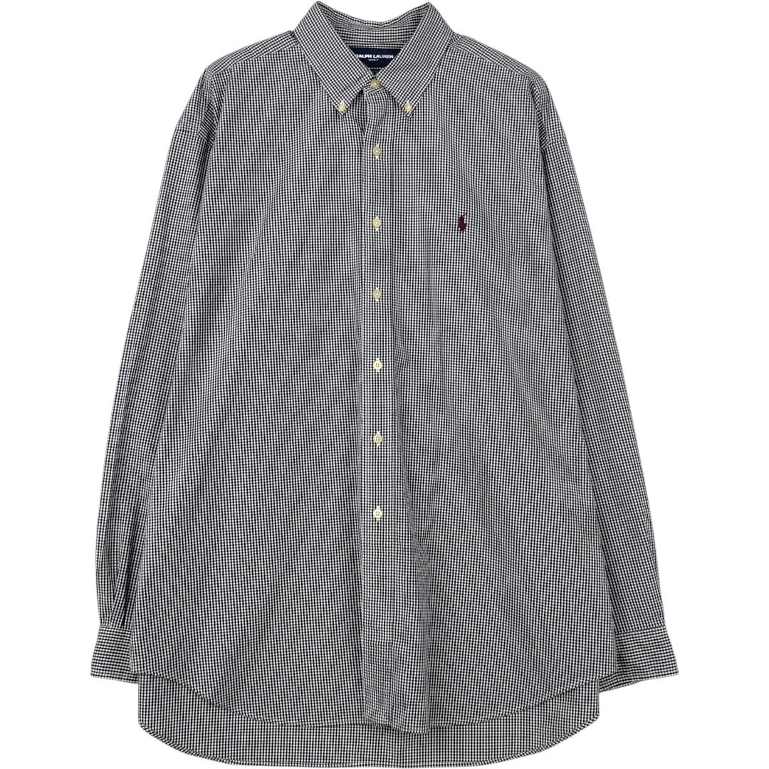 Ralph Lauren RALPH LAUREN GOLF Gingham Check Long Sleeve Button-Down Check Shirt, Men's Size XL (approx.) cotton black type Vintage Second Hand