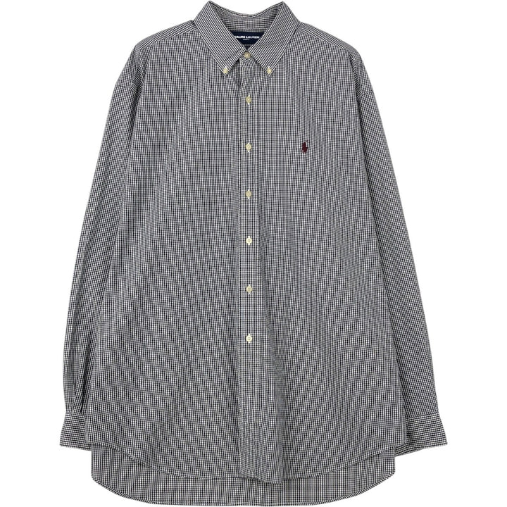 Ralph Lauren RALPH LAUREN GOLF Gingham Check Long Sleeve Button-Down Check Shirt, Men's Size XL (approx.) cotton black type Vintage Second Hand