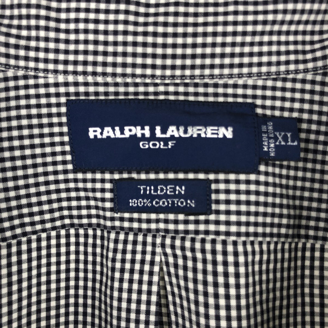 Ralph Lauren RALPH LAUREN GOLF Gingham Check Long Sleeve Button-Down Check Shirt, Men's Size XL (approx.) cotton black type Vintage Second Hand