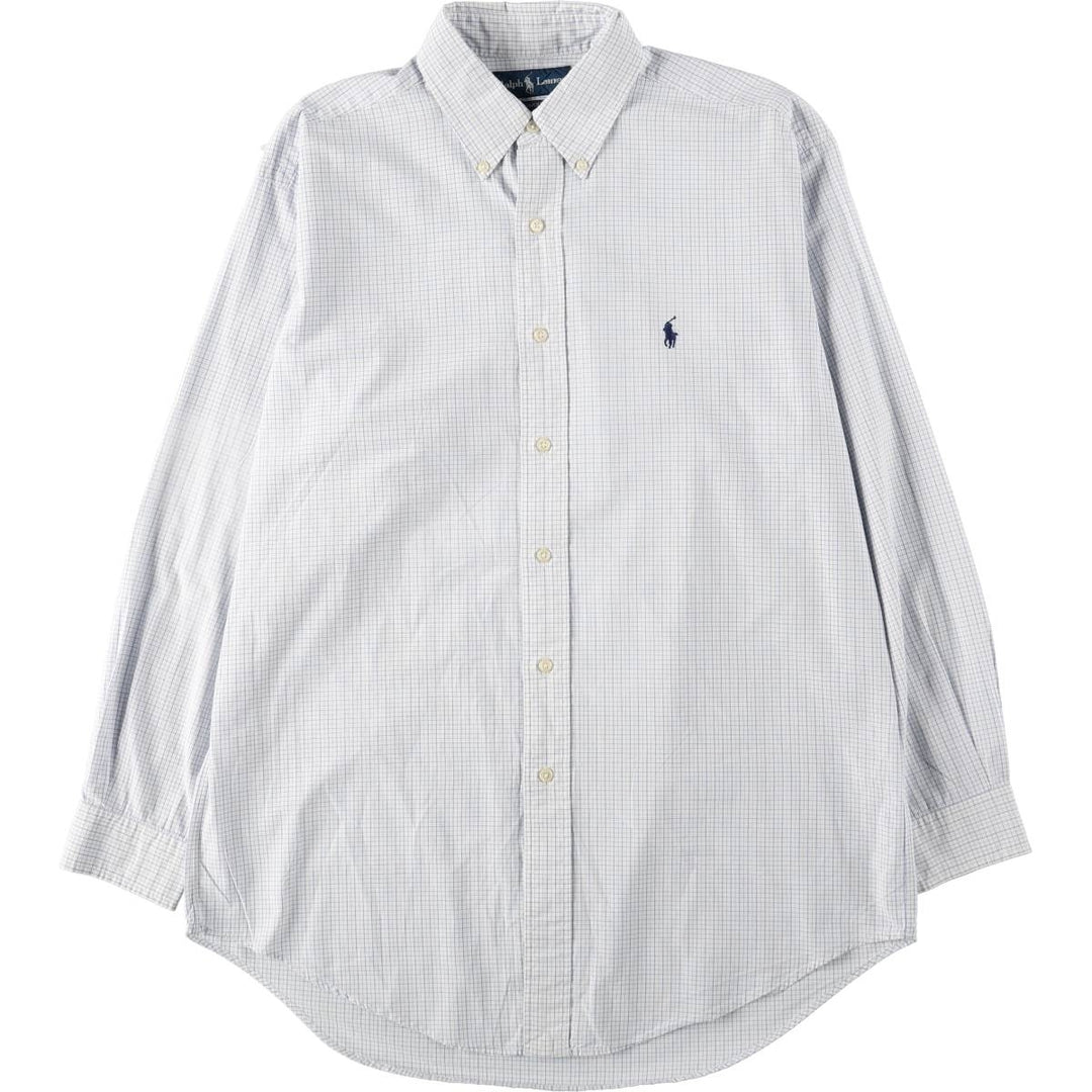 Ralph Lauren YARMOUTH Long Sleeve Button-Down Check Shirt, Men's Size M cotton white type Vintage Second Hand