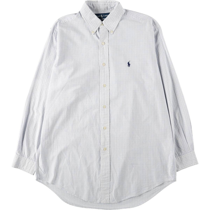 Ralph Lauren YARMOUTH Long Sleeve Button-Down Check Shirt, Men's Size M cotton white type Vintage Second Hand
