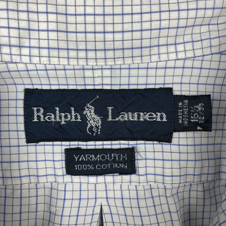 Ralph Lauren YARMOUTH Long Sleeve Button-Down Check Shirt, Men's Size M cotton white type Vintage Second Hand