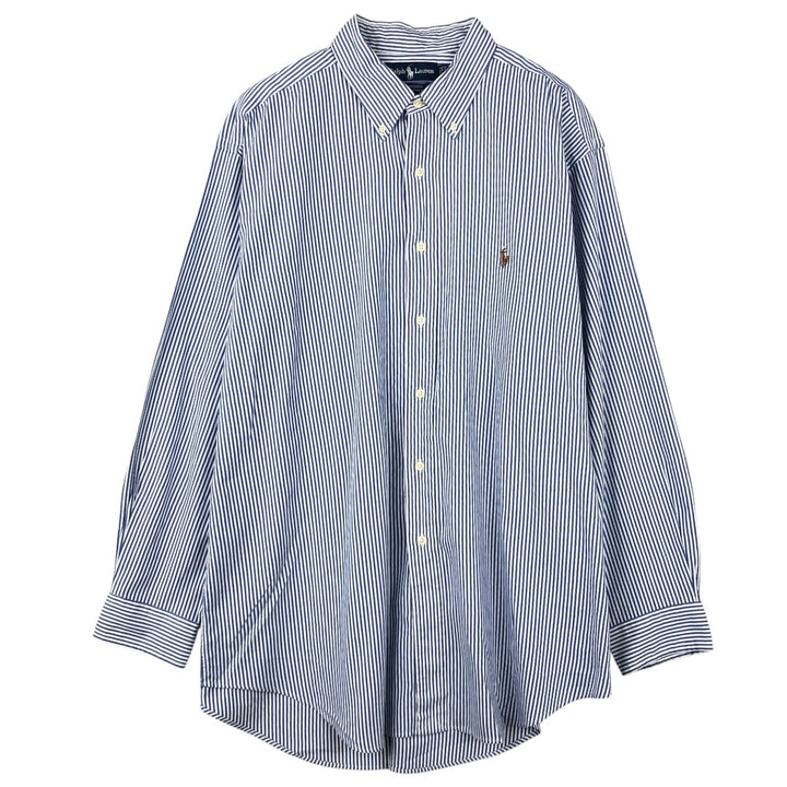 Ralph Lauren YARMOUTH Long Sleeve Button-Down Striped Shirt, Men's XL cotton blue type Vintage Second Hand