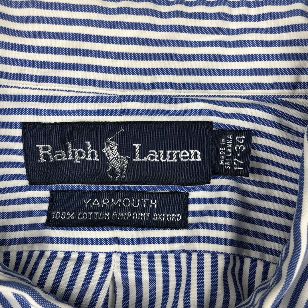 Ralph Lauren YARMOUTH Long Sleeve Button-Down Striped Shirt, Men's XL cotton blue type Vintage Second Hand