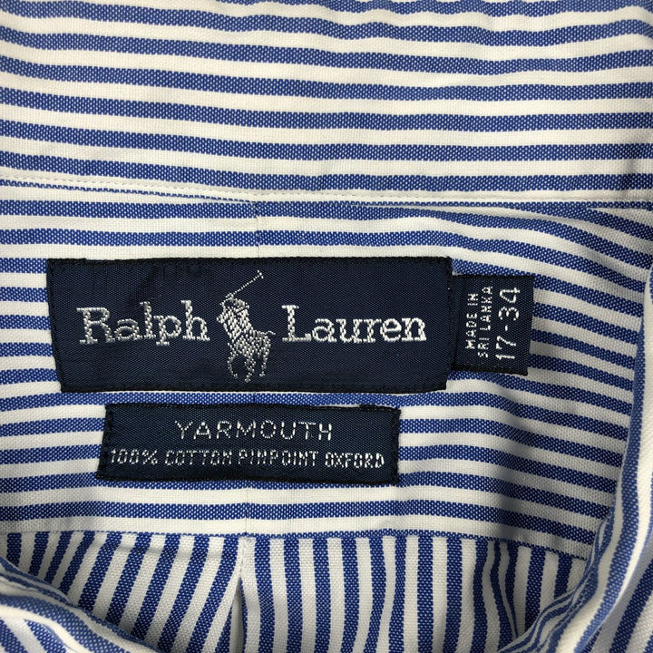 Ralph Lauren YARMOUTH Long Sleeve Button-Down Striped Shirt, Men's XL cotton blue type Vintage Second Hand