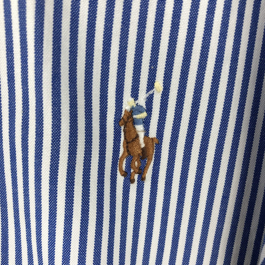 Ralph Lauren YARMOUTH Long Sleeve Button-Down Striped Shirt, Men's XL cotton blue type Vintage Second Hand