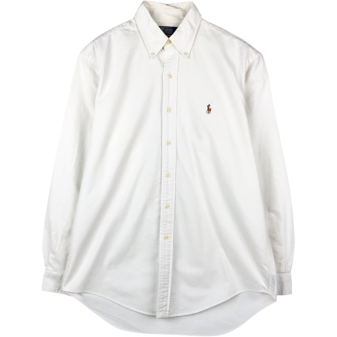 Ralph Lauren YARMOUTH long sleeve button down shirt, men's size L cotton white type Vintage Second Hand