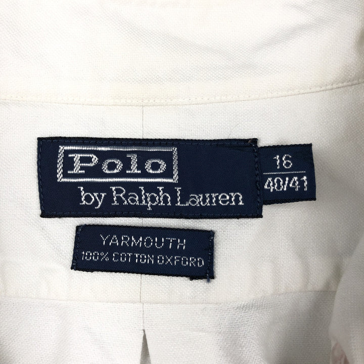 Ralph Lauren YARMOUTH long sleeve button down shirt, men's size L cotton white type Vintage Second Hand
