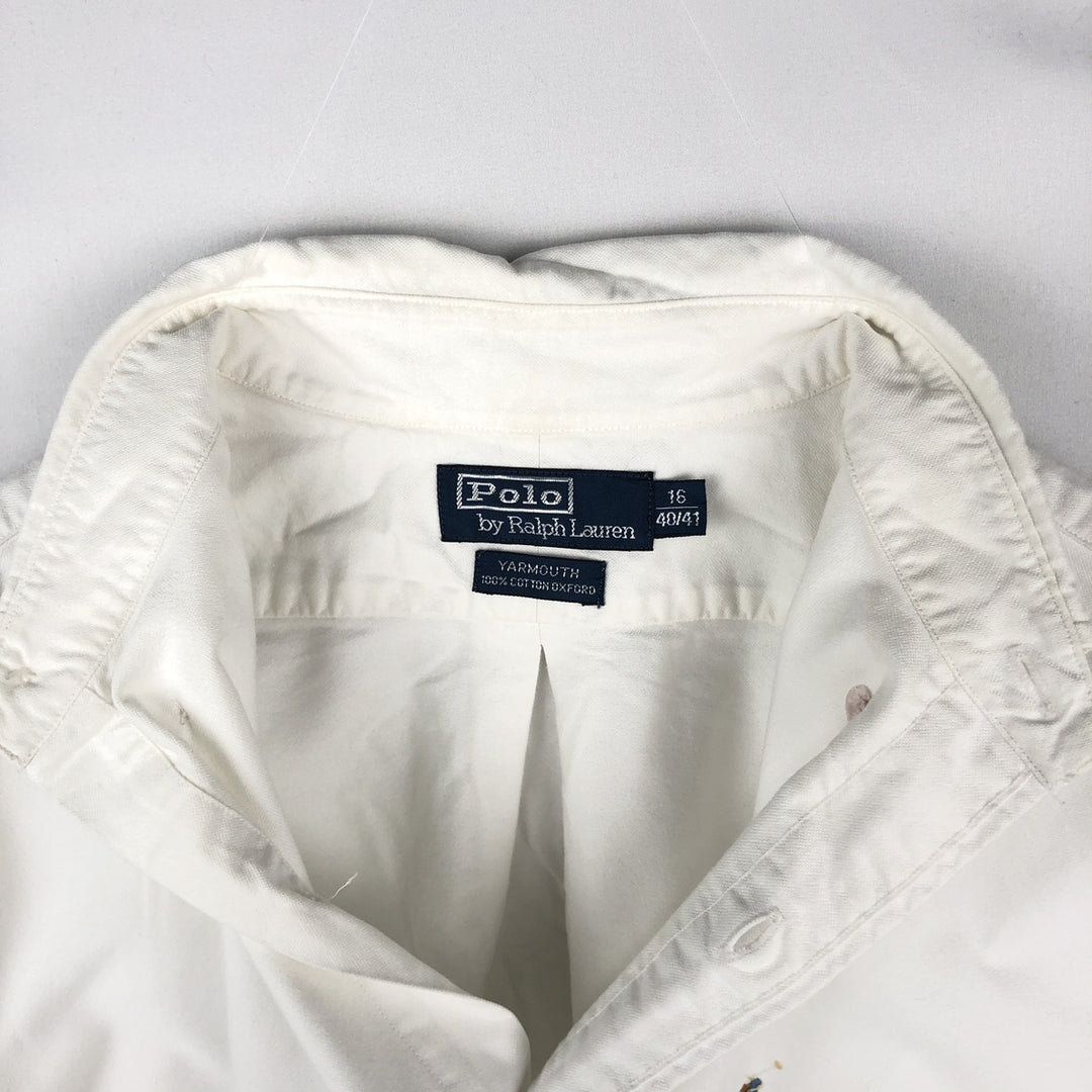Ralph Lauren YARMOUTH long sleeve button down shirt, men's size L cotton white type Vintage Second Hand
