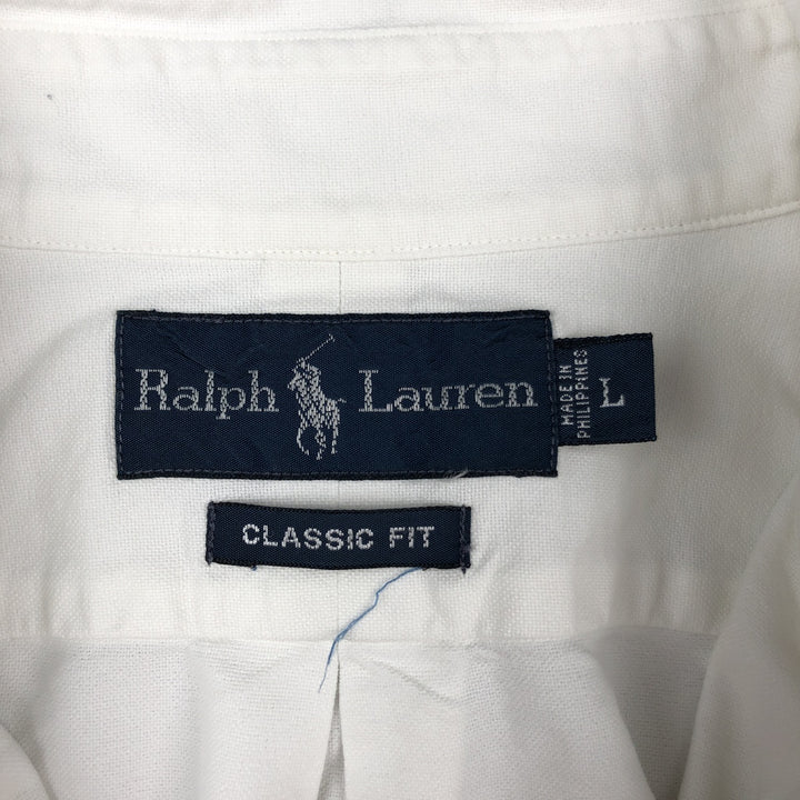 Ralph Lauren Classic Fit Long Sleeve Button Down Shirt, Men's Size L cotton white type Vintage Second Hand