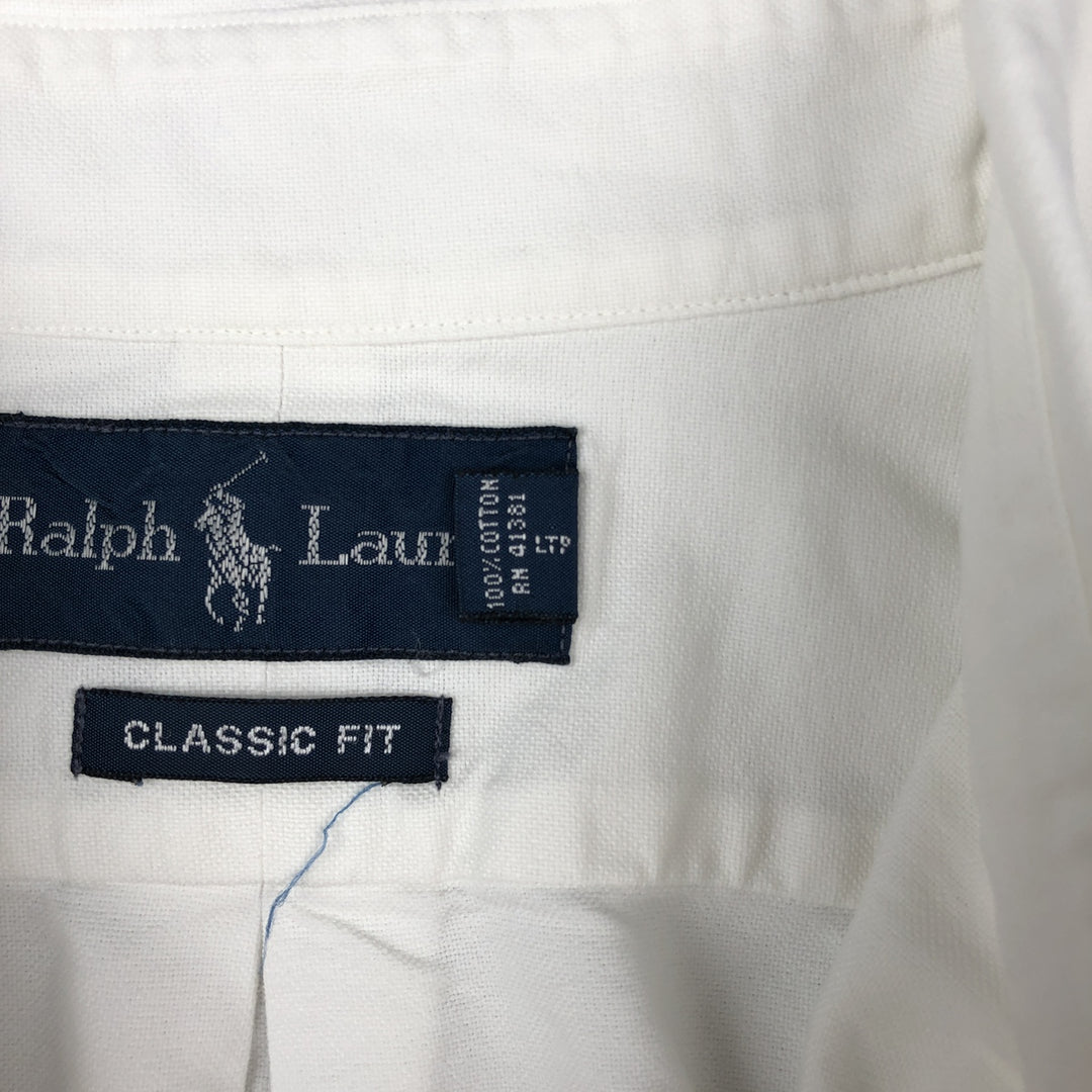 Ralph Lauren Classic Fit Long Sleeve Button Down Shirt, Men's Size L cotton white type Vintage Second Hand