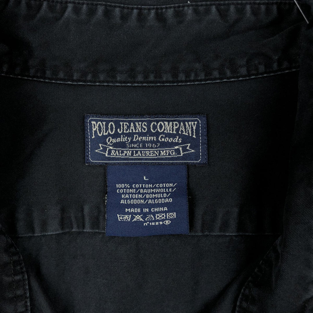 2000'S Ralph Lauren POLO JEANS COMPANY Long-Sleeve Button-Down Shirt, Men's Size L (approx.) cotton black type Vintage Second Hand