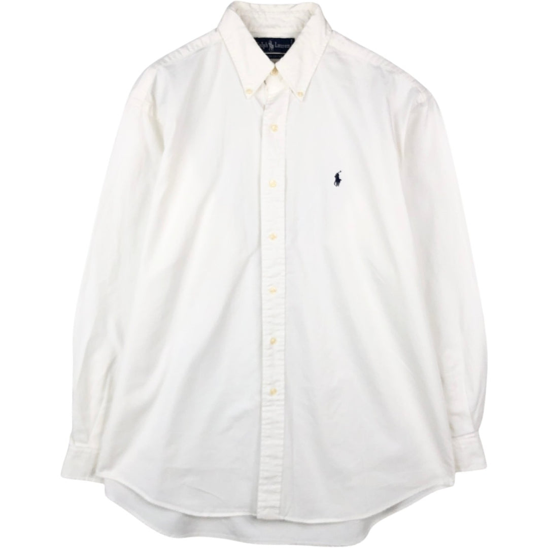 Ralph Lauren long sleeve button down shirt, men's size L cotton white type Vintage Second Hand