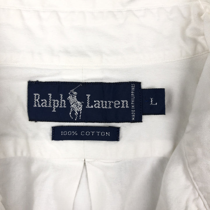 Ralph Lauren long sleeve button down shirt, men's size L cotton white type Vintage Second Hand
